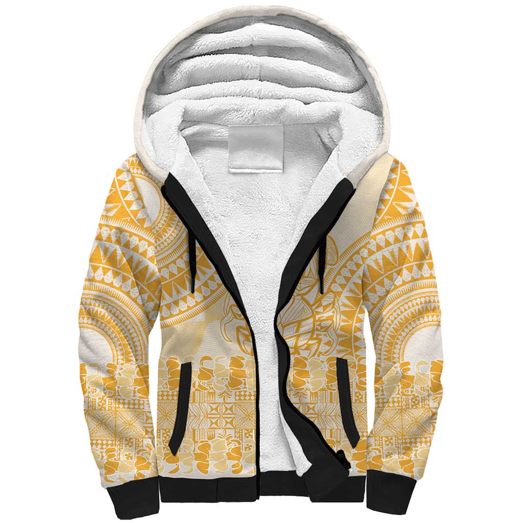 Niue Language Week Sherpa Hoodie The Rock Coconut Crab - Siapo Gold Pastel LT14 Unisex Gold - Polynesian Pride