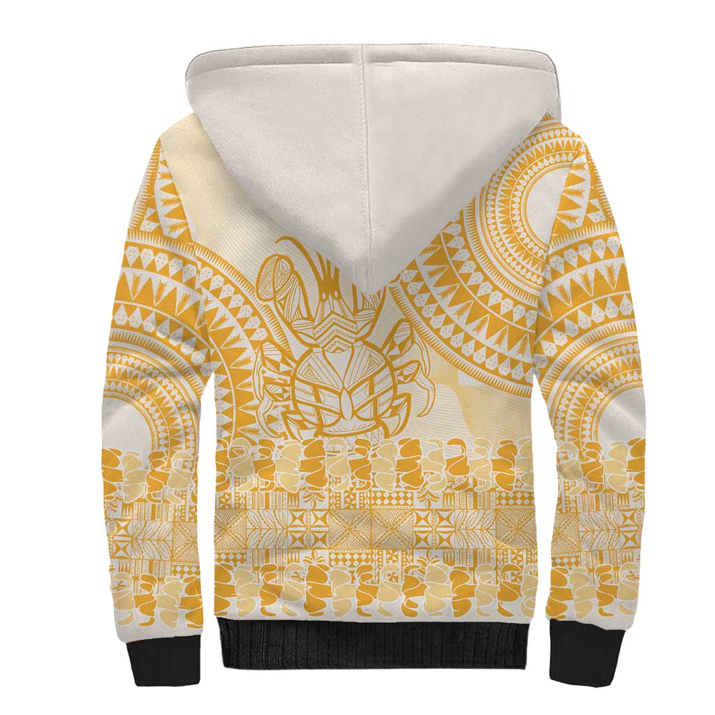 Niue Language Week Sherpa Hoodie The Rock Coconut Crab - Siapo Gold Pastel LT14 - Polynesian Pride
