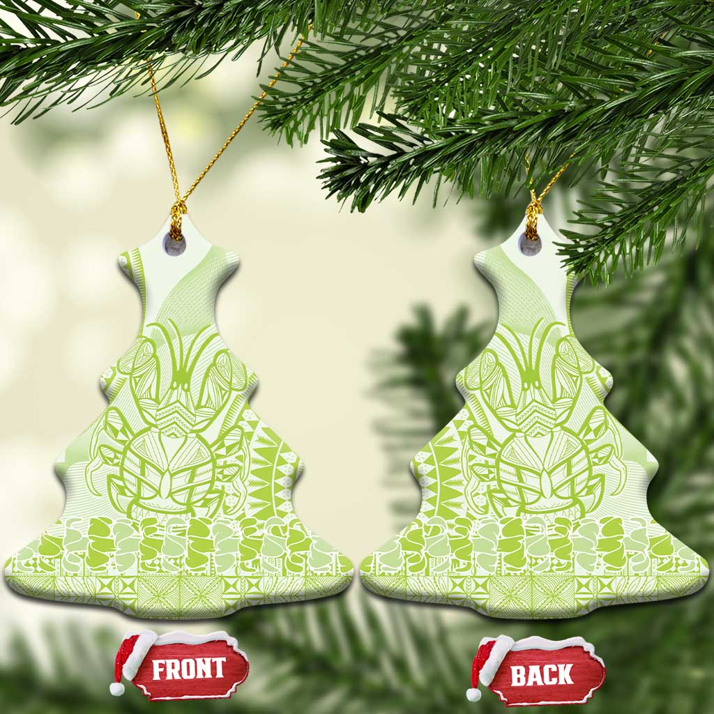 Lime Green Niue Language Week Ceramic Ornament The Rock Coconut Crab - Siapo Pattern