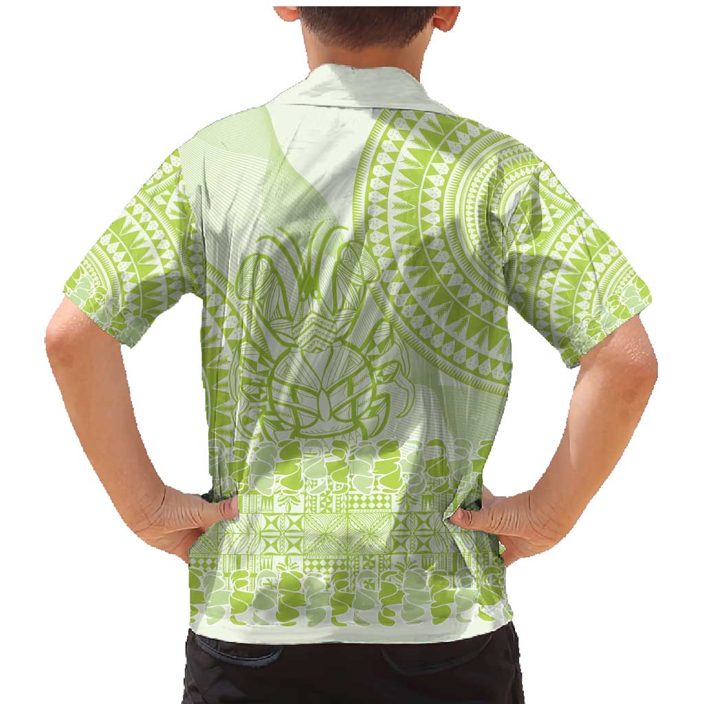 Lime Green Niue Language Week Family Matching Mermaid Dress and Hawaiian Shirt The Rock Coconut Crab - Siapo Pattern LT14 - Polynesian Pride