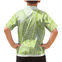Lime Green Niue Language Week Family Matching Mermaid Dress and Hawaiian Shirt The Rock Coconut Crab - Siapo Pattern LT14 - Polynesian Pride
