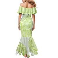 Lime Green Niue Language Week Family Matching Mermaid Dress and Hawaiian Shirt The Rock Coconut Crab - Siapo Pattern LT14 - Polynesian Pride