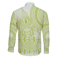 Lime Green Niue Language Week Family Matching Off The Shoulder Long Sleeve Dress and Hawaiian Shirt The Rock Coconut Crab - Siapo Pattern LT14 - Polynesian Pride