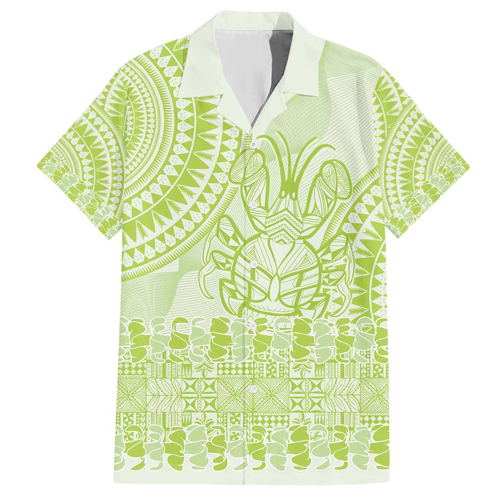 Lime Green Niue Language Week Hawaiian Shirt The Rock Coconut Crab - Siapo Pattern LT14 Lime Green - Polynesian Pride