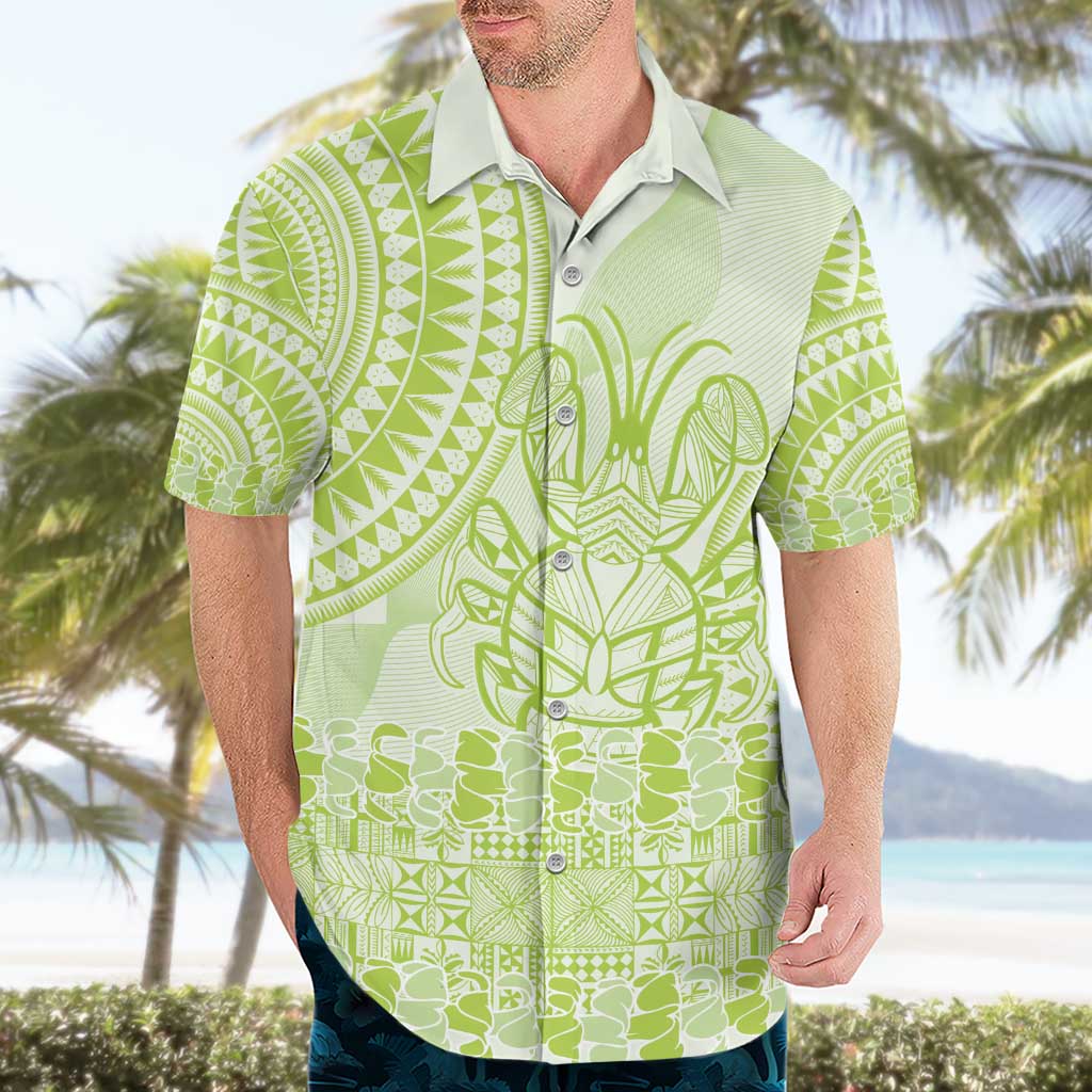Lime Green Niue Language Week Hawaiian Shirt The Rock Coconut Crab - Siapo Pattern LT14 - Polynesian Pride