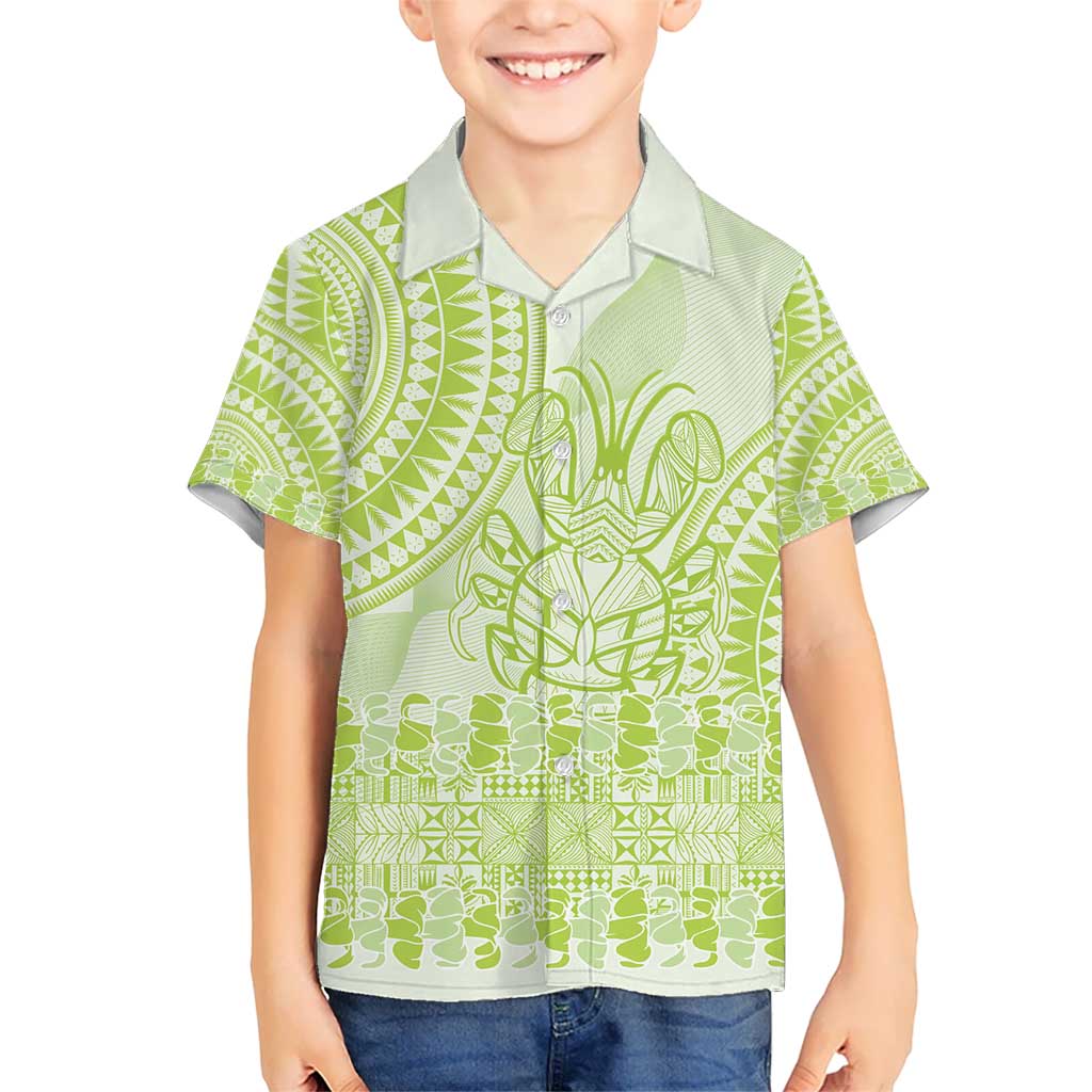 Lime Green Niue Language Week Hawaiian Shirt The Rock Coconut Crab - Siapo Pattern LT14 - Polynesian Pride