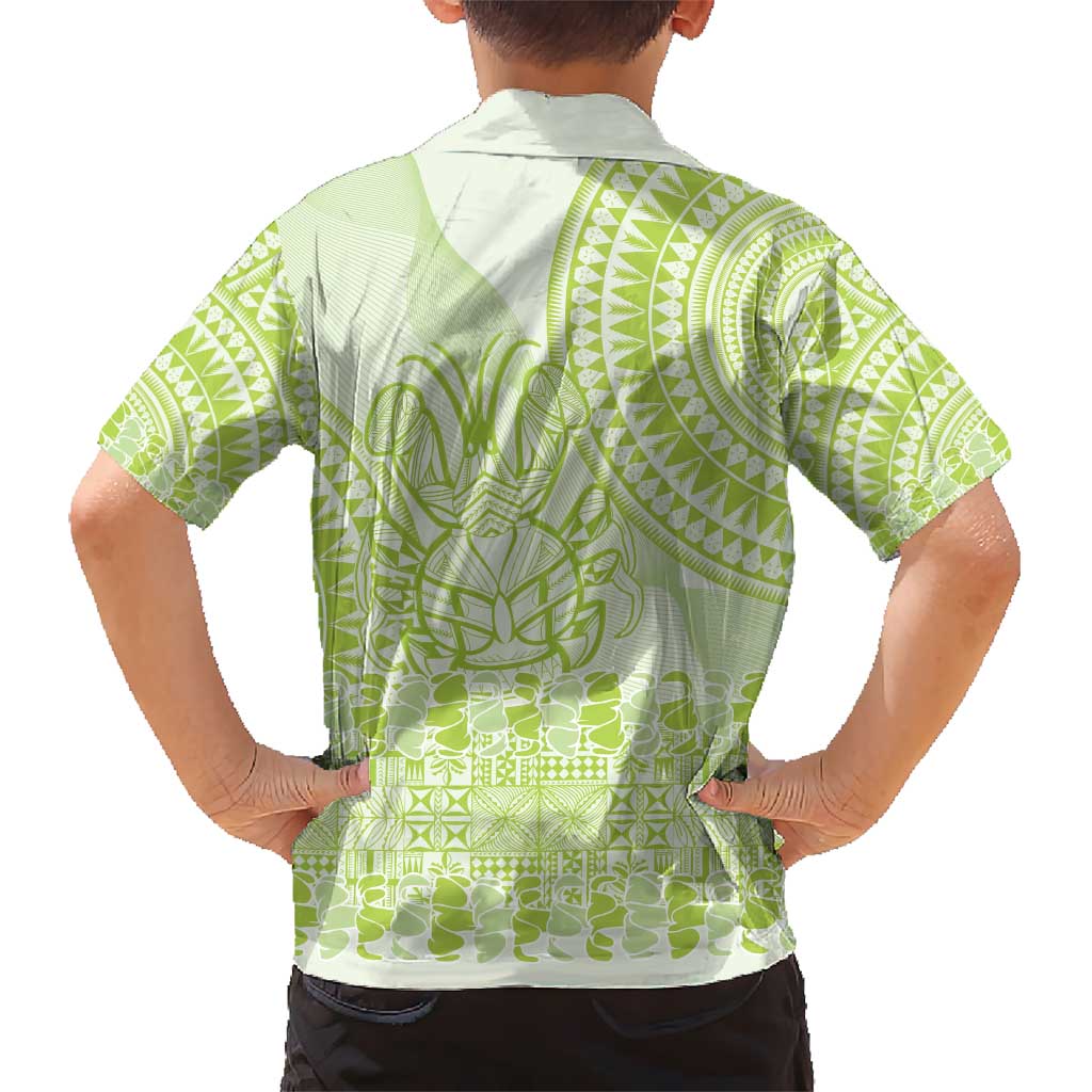 Lime Green Niue Language Week Hawaiian Shirt The Rock Coconut Crab - Siapo Pattern LT14 - Polynesian Pride