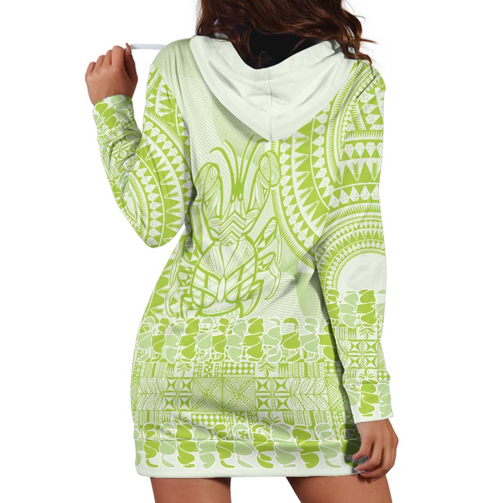 Lime Green Niue Language Week Hoodie Dress The Rock Coconut Crab - Siapo Pattern LT14 - Polynesian Pride