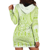 Lime Green Niue Language Week Hoodie Dress The Rock Coconut Crab - Siapo Pattern LT14 - Polynesian Pride