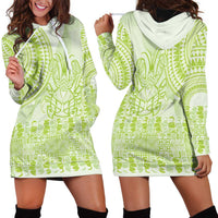 Lime Green Niue Language Week Hoodie Dress The Rock Coconut Crab - Siapo Pattern LT14 - Polynesian Pride