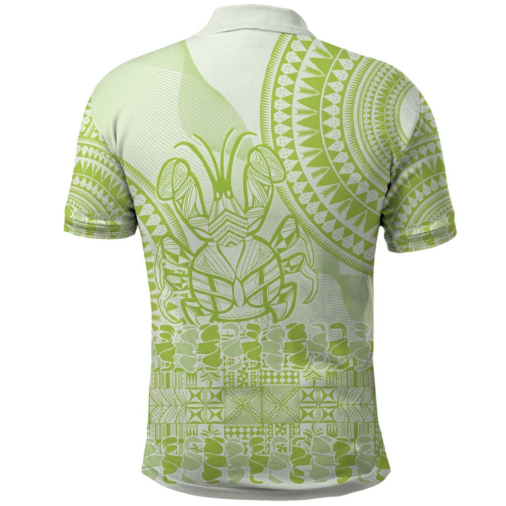Lime Green Niue Language Week Polo Shirt The Rock Coconut Crab - Siapo Pattern LT14 - Polynesian Pride