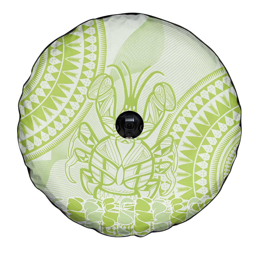 Lime Green Niue Language Week Spare Tire Cover The Rock Coconut Crab - Siapo Pattern LT14 - Polynesian Pride