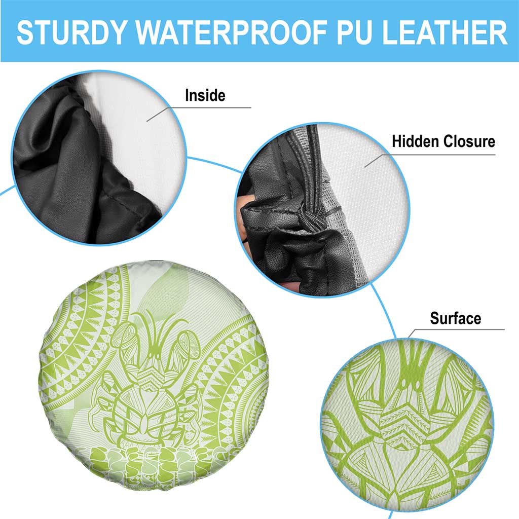 Lime Green Niue Language Week Spare Tire Cover The Rock Coconut Crab - Siapo Pattern LT14 - Polynesian Pride