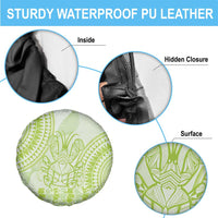 Lime Green Niue Language Week Spare Tire Cover The Rock Coconut Crab - Siapo Pattern LT14 - Polynesian Pride