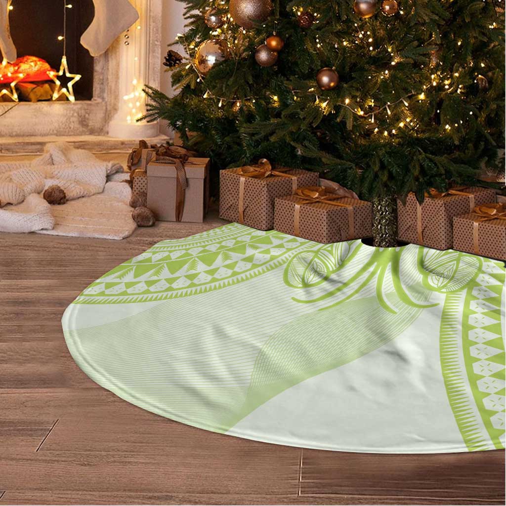 Lime Green Niue Language Week Tree Skirt The Rock Coconut Crab - Siapo Pattern