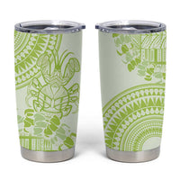 Lime Green Niue Language Week Tumbler Cup The Rock Coconut Crab - Siapo Pattern LT14 Lime Green - Polynesian Pride