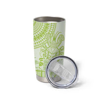 Lime Green Niue Language Week Tumbler Cup The Rock Coconut Crab - Siapo Pattern LT14 - Polynesian Pride