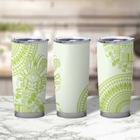 Lime Green Niue Language Week Tumbler Cup The Rock Coconut Crab - Siapo Pattern LT14 - Polynesian Pride