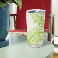 Lime Green Niue Language Week Tumbler Cup The Rock Coconut Crab - Siapo Pattern LT14 - Polynesian Pride