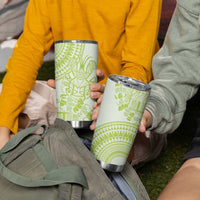 Lime Green Niue Language Week Tumbler Cup The Rock Coconut Crab - Siapo Pattern LT14 - Polynesian Pride