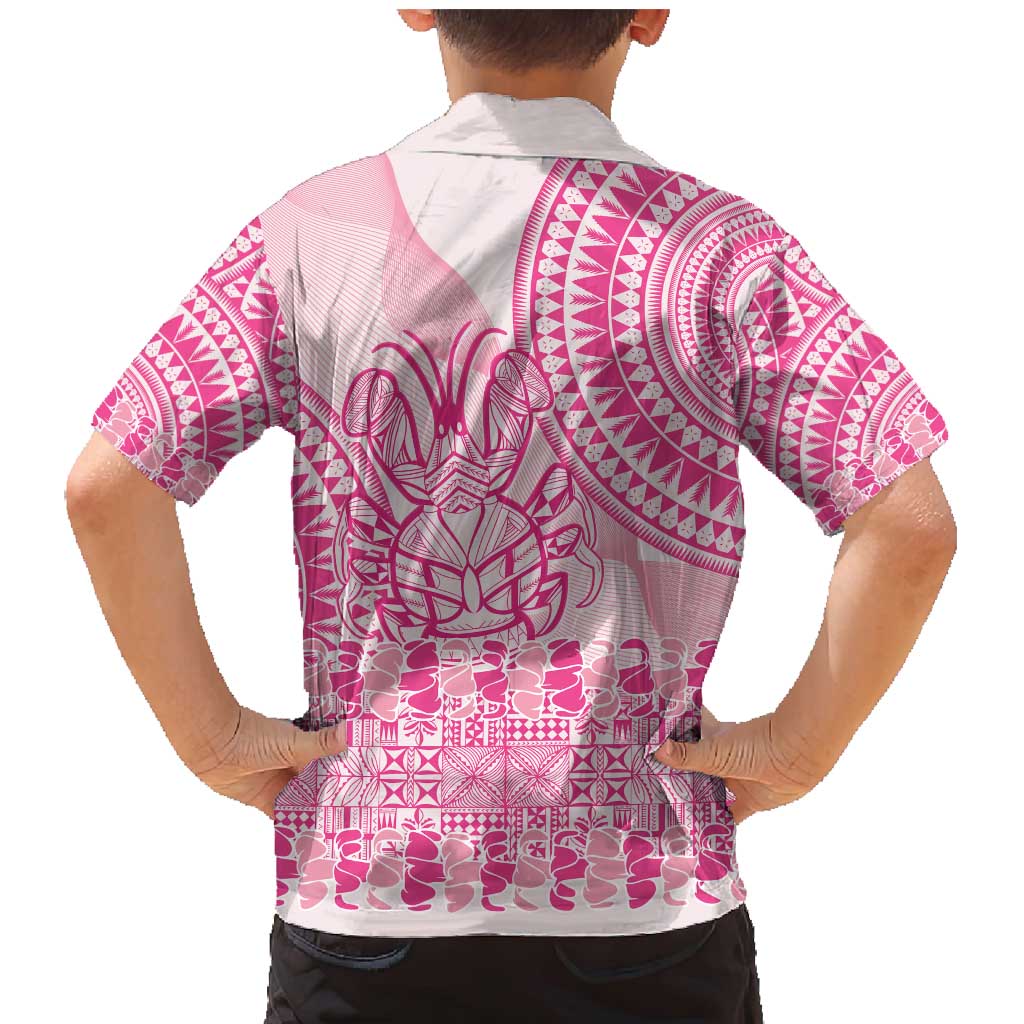 Pink Niue Language Week Family Matching Mermaid Dress and Hawaiian Shirt The Rock Coconut Crab - Siapo Pattern LT14 - Polynesian Pride
