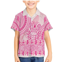 Pink Niue Language Week Family Matching Mermaid Dress and Hawaiian Shirt The Rock Coconut Crab - Siapo Pattern LT14 Son's Shirt Pink - Polynesian Pride