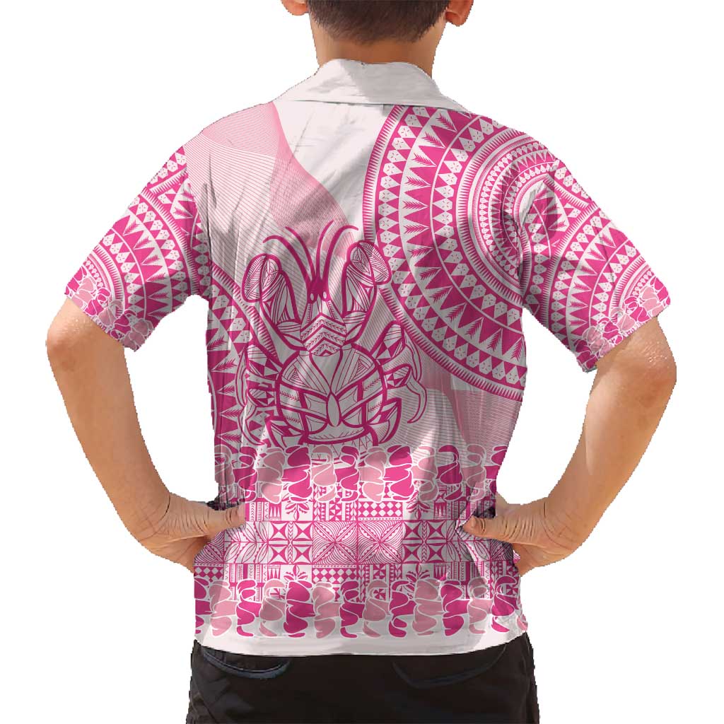 Pink Niue Language Week Family Matching Puletasi and Hawaiian Shirt The Rock Coconut Crab - Siapo Pattern LT14 - Polynesian Pride