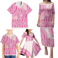Pink Niue Language Week Family Matching Puletasi and Hawaiian Shirt The Rock Coconut Crab - Siapo Pattern LT14 - Polynesian Pride