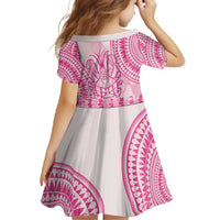 Pink Niue Language Week Family Matching Short Sleeve Bodycon Dress and Hawaiian Shirt The Rock Coconut Crab - Siapo Pattern LT14 - Polynesian Pride