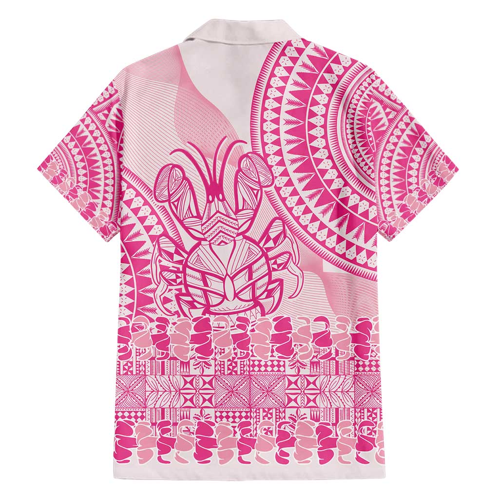Pink Niue Language Week Family Matching Summer Maxi Dress and Hawaiian Shirt The Rock Coconut Crab - Siapo Pattern LT14 - Polynesian Pride