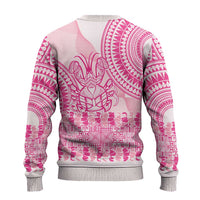 Pink Niue Language Week Ugly Christmas Sweater The Rock Coconut Crab - Siapo Pattern LT14 - Polynesian Pride