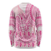 Pink Niue Language Week Long Sleeve Shirt The Rock Coconut Crab - Siapo Pattern LT14 - Polynesian Pride