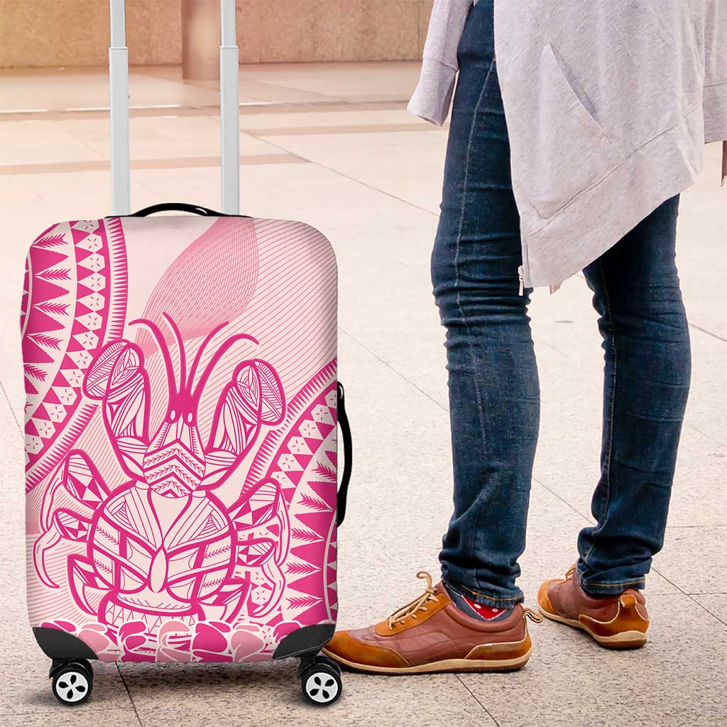 Pink Niue Language Week Luggage Cover The Rock Coconut Crab - Siapo Pattern LT14 Pink - Polynesian Pride