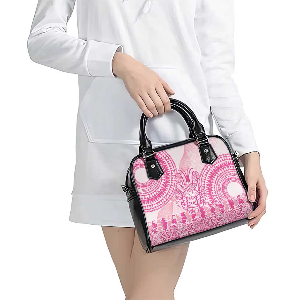 Pink Niue Language Week Shoulder Handbag The Rock Coconut Crab - Siapo Pattern
