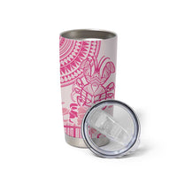 Pink Niue Language Week Tumbler Cup The Rock Coconut Crab - Siapo Pattern LT14 - Polynesian Pride