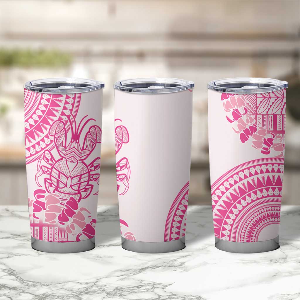 Pink Niue Language Week Tumbler Cup The Rock Coconut Crab - Siapo Pattern LT14 - Polynesian Pride