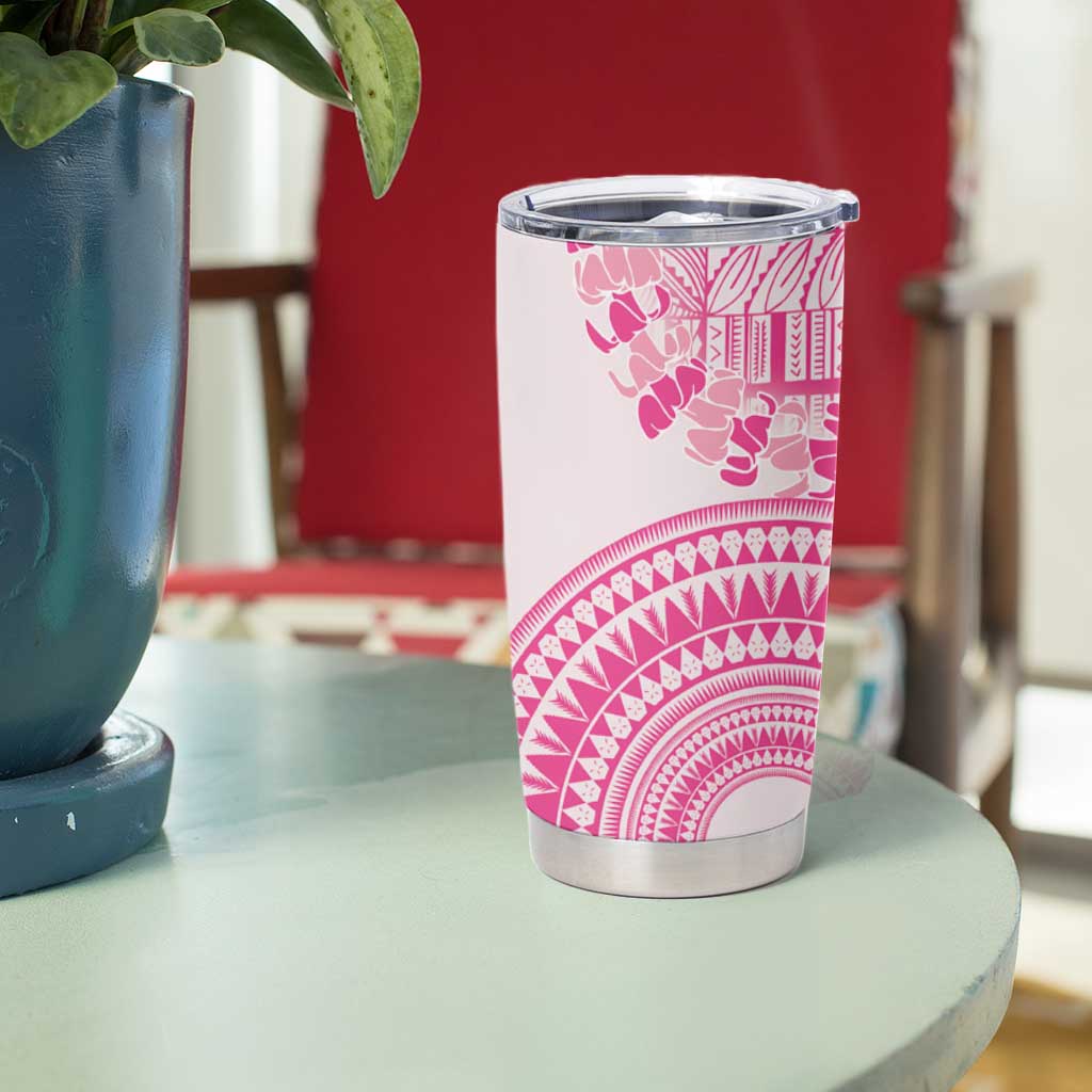Pink Niue Language Week Tumbler Cup The Rock Coconut Crab - Siapo Pattern LT14 - Polynesian Pride