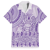 Purple Niue Language Week Family Matching Long Sleeve Bodycon Dress and Hawaiian Shirt The Rock Coconut Crab - Siapo Pattern LT14 Dad's Shirt - Short Sleeve Purple - Polynesian Pride