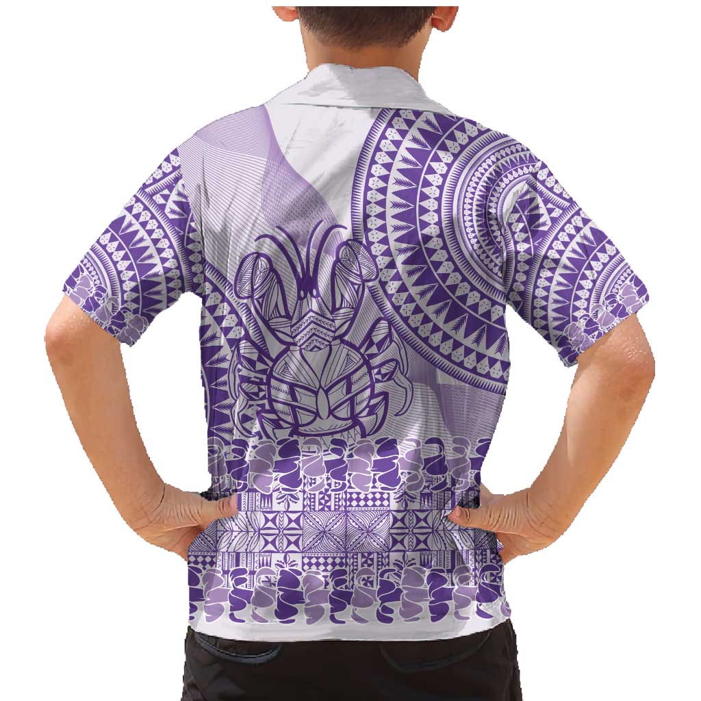 Purple Niue Language Week Family Matching Mermaid Dress and Hawaiian Shirt The Rock Coconut Crab - Siapo Pattern LT14 - Polynesian Pride