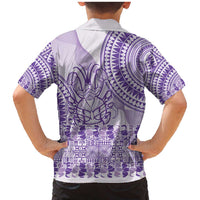 Purple Niue Language Week Family Matching Mermaid Dress and Hawaiian Shirt The Rock Coconut Crab - Siapo Pattern LT14 - Polynesian Pride