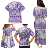 Purple Niue Language Week Family Matching Puletasi and Hawaiian Shirt The Rock Coconut Crab - Siapo Pattern LT14 - Polynesian Pride