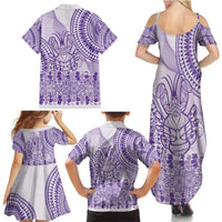 Purple Niue Language Week Family Matching Summer Maxi Dress and Hawaiian Shirt The Rock Coconut Crab - Siapo Pattern LT14 - Polynesian Pride