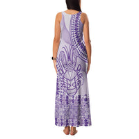Purple Niue Language Week Family Matching Tank Maxi Dress and Hawaiian Shirt The Rock Coconut Crab - Siapo Pattern LT14 - Polynesian Pride