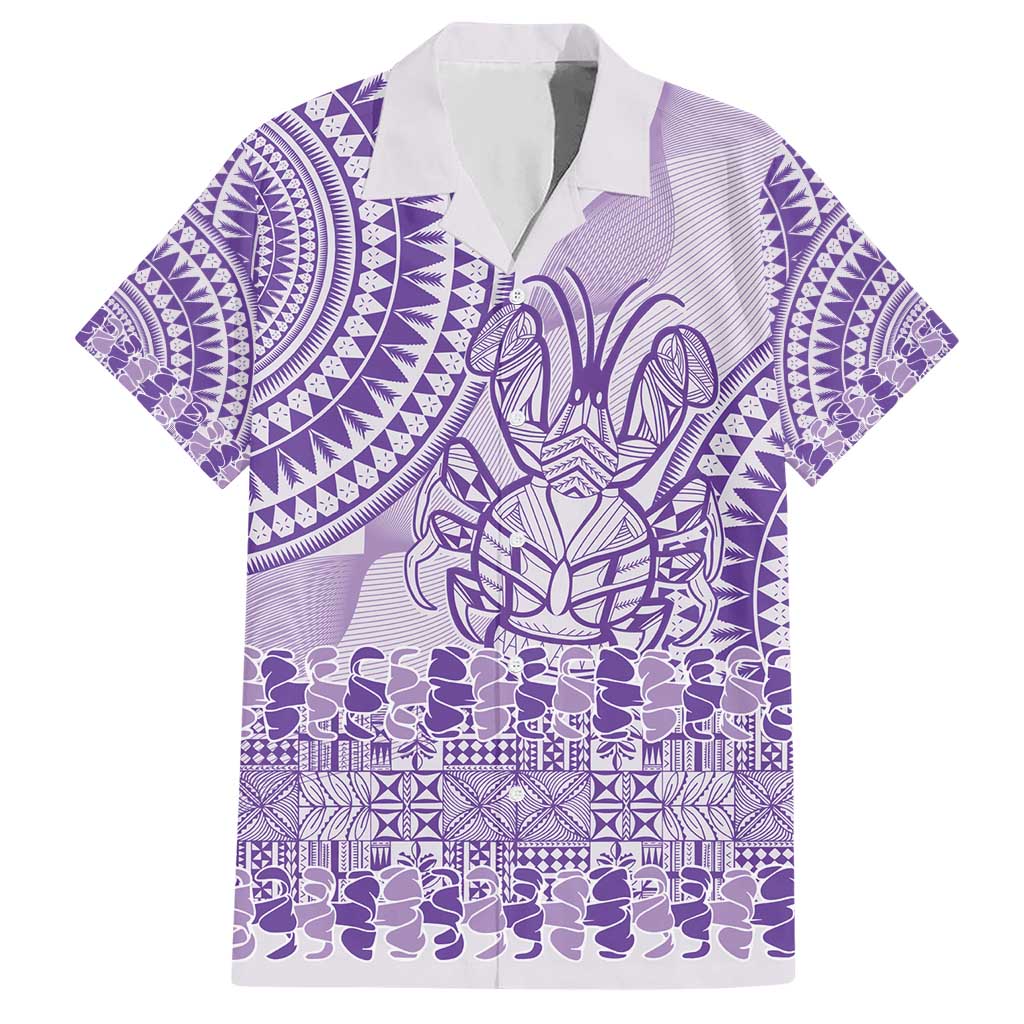 Purple Niue Language Week Hawaiian Shirt The Rock Coconut Crab - Siapo Pattern LT14 Purple - Polynesian Pride