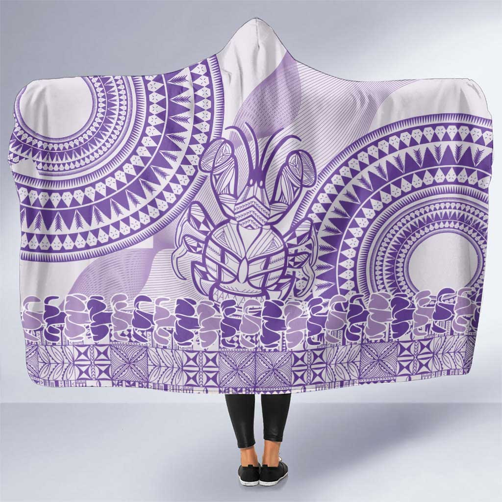 Purple Niue Language Week Hooded Blanket The Rock Coconut Crab - Siapo Pattern LT14 One Size Purple - Polynesian Pride