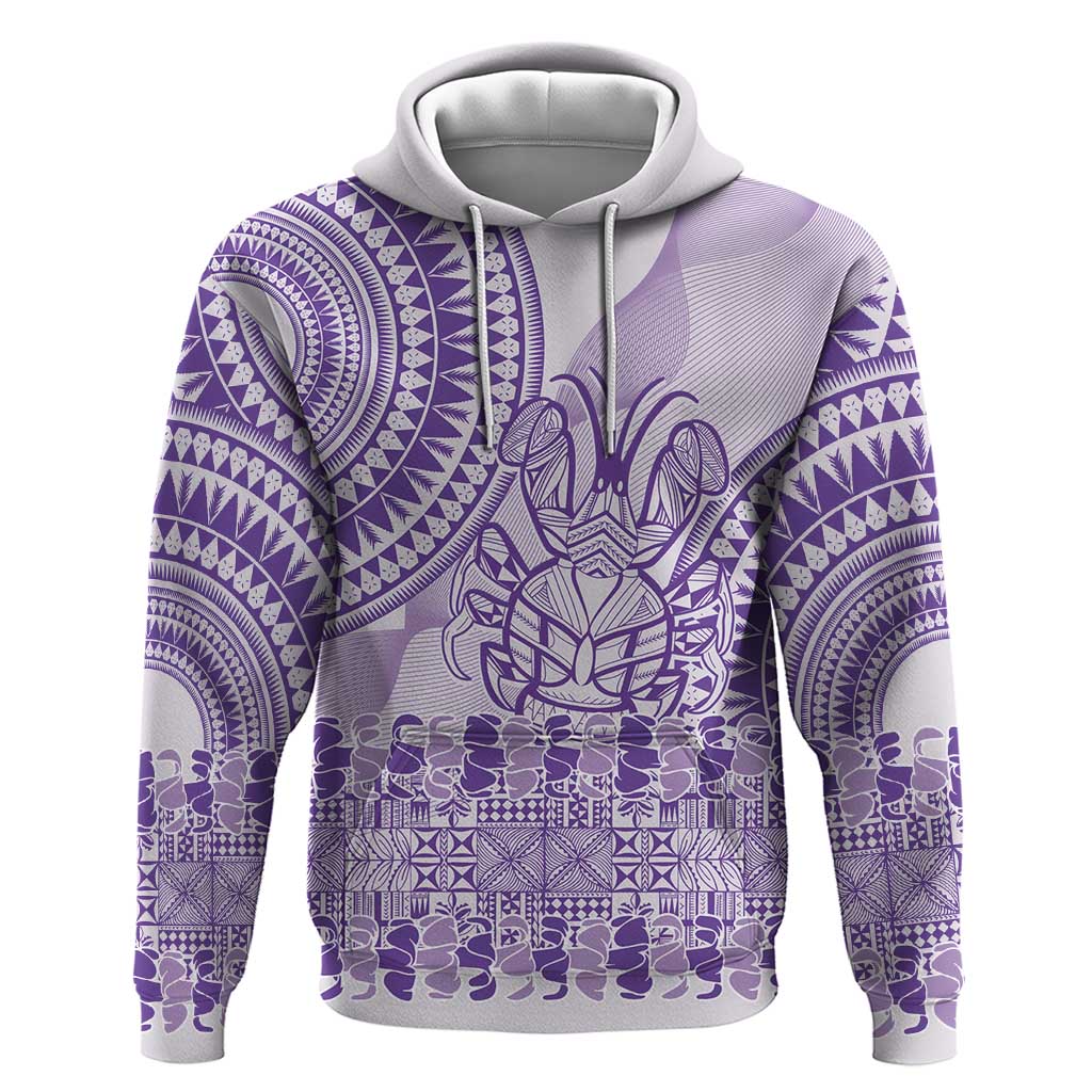 Purple Niue Language Week Hoodie The Rock Coconut Crab - Siapo Pattern LT14 Pullover Hoodie Purple - Polynesian Pride
