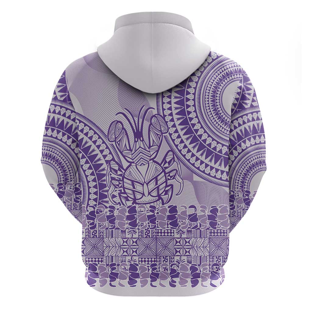 Purple Niue Language Week Hoodie The Rock Coconut Crab - Siapo Pattern LT14 - Polynesian Pride