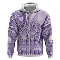 Purple Niue Language Week Zip Hoodie The Rock Coconut Crab - Siapo Pattern LT14 Zip Hoodie Purple - Polynesian Pride