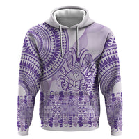 Purple Niue Language Week Zip Hoodie The Rock Coconut Crab - Siapo Pattern LT14 Pullover Hoodie Purple - Polynesian Pride