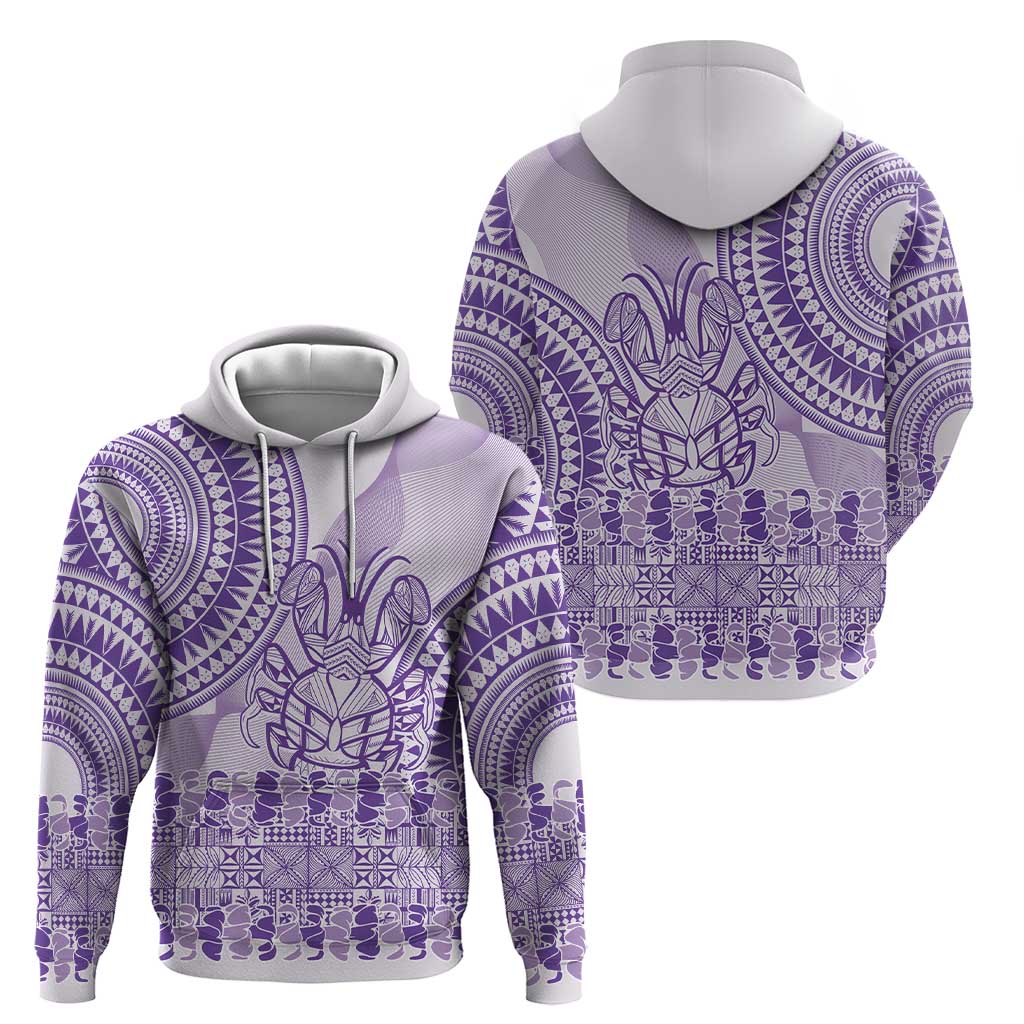Purple Niue Language Week Zip Hoodie The Rock Coconut Crab - Siapo Pattern LT14 - Polynesian Pride